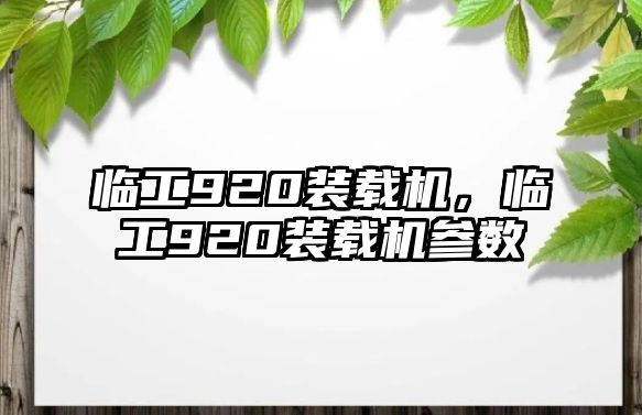 臨工920裝載機，臨工920裝載機參數(shù)