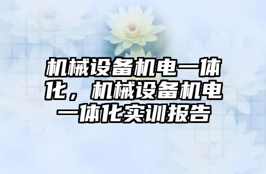 機械設備機電一體化，機械設備機電一體化實訓報告