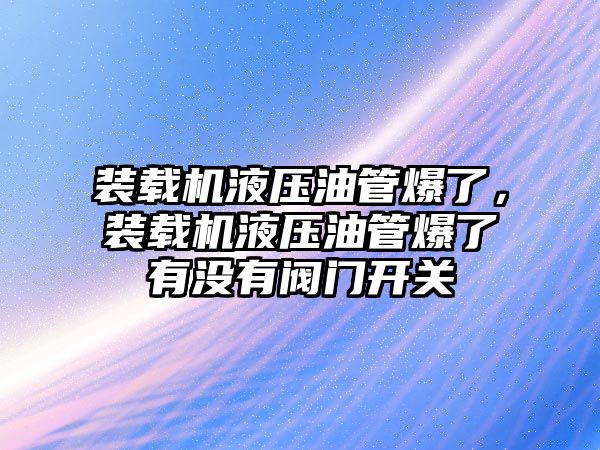 裝載機液壓油管爆了，裝載機液壓油管爆了有沒有閥門開關