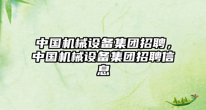 中國機械設(shè)備集團招聘，中國機械設(shè)備集團招聘信息