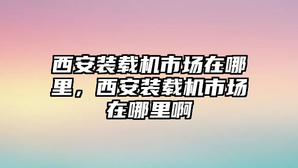 西安裝載機市場在哪里，西安裝載機市場在哪里啊