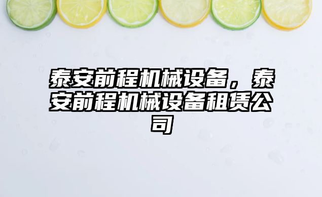 泰安前程機械設備，泰安前程機械設備租賃公司