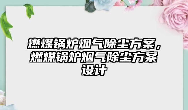 燃煤鍋爐煙氣除塵方案，燃煤鍋爐煙氣除塵方案設計