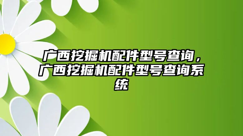 廣西挖掘機配件型號查詢，廣西挖掘機配件型號查詢系統