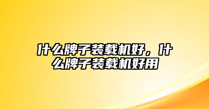 什么牌子裝載機好，什么牌子裝載機好用