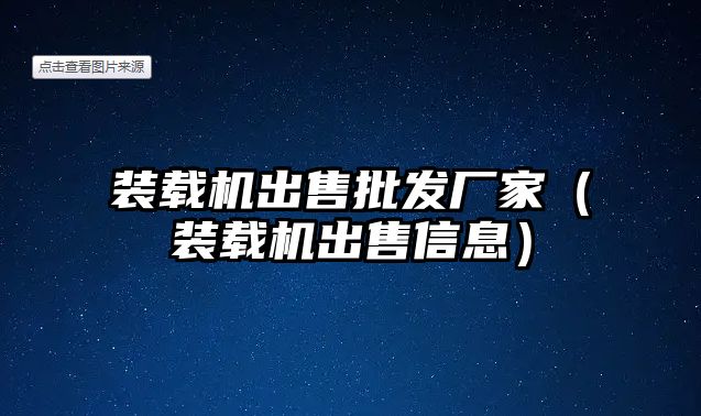 裝載機出售批發廠家（裝載機出售信息）