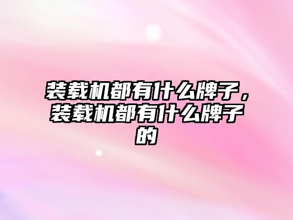 裝載機都有什么牌子，裝載機都有什么牌子的