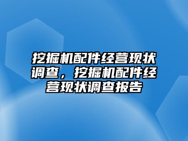 挖掘機配件經營現狀調查，挖掘機配件經營現狀調查報告