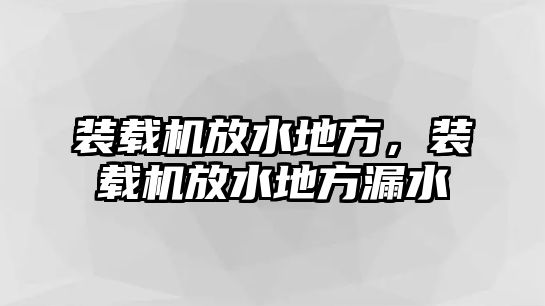 裝載機放水地方，裝載機放水地方漏水