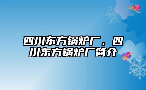 四川東方鍋爐廠，四川東方鍋爐廠簡介