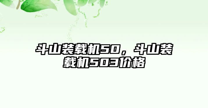 斗山裝載機50，斗山裝載機503價格