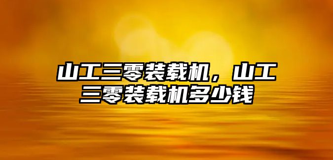 山工三零裝載機，山工三零裝載機多少錢