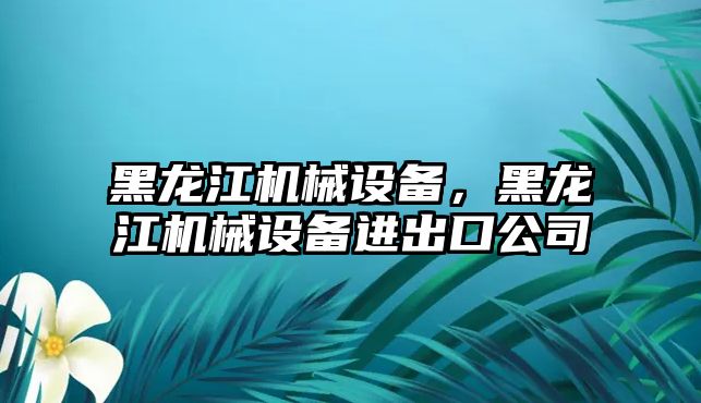 黑龍江機械設備，黑龍江機械設備進出口公司