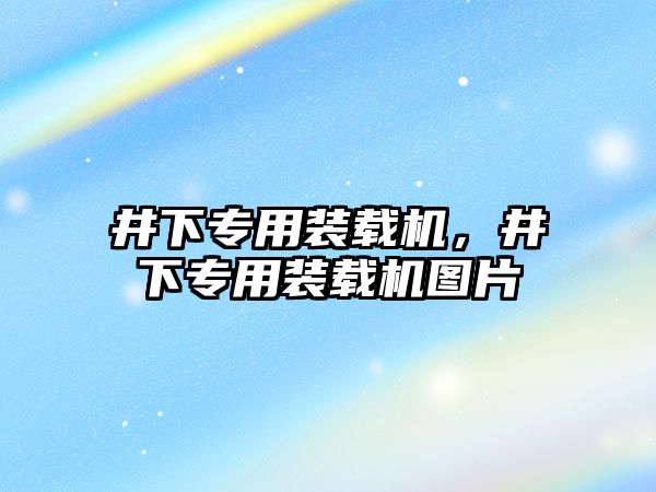 井下專用裝載機，井下專用裝載機圖片