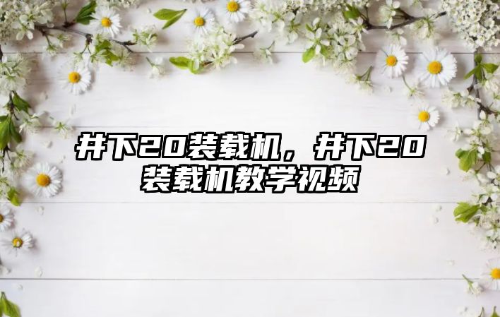 井下20裝載機，井下20裝載機教學視頻