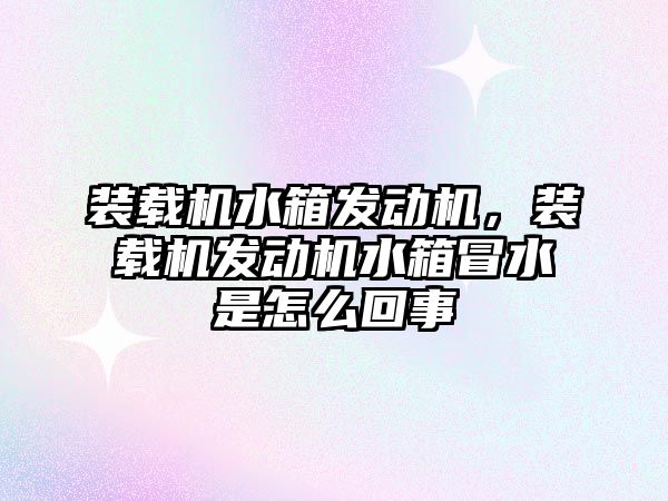 裝載機水箱發動機，裝載機發動機水箱冒水是怎么回事