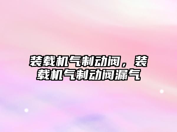 裝載機氣制動閥，裝載機氣制動閥漏氣