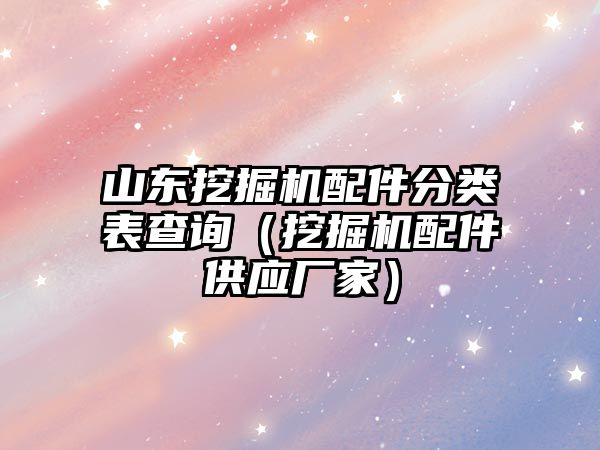 山東挖掘機(jī)配件分類表查詢（挖掘機(jī)配件供應(yīng)廠家）