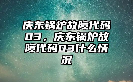 慶東鍋爐故障代碼03，慶東鍋爐故障代碼03什么情況