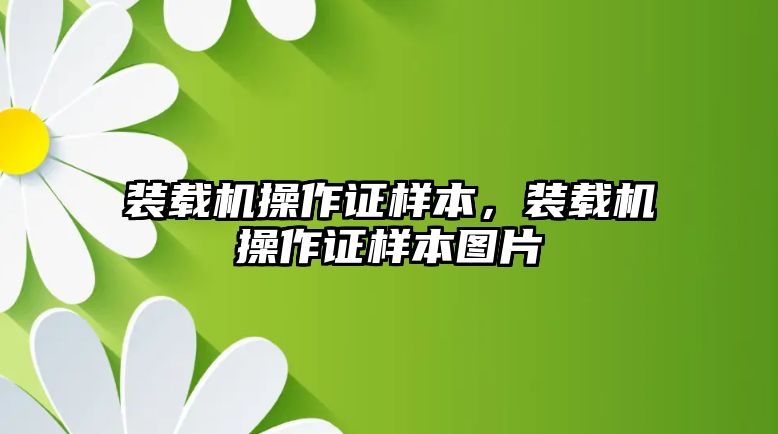 裝載機操作證樣本，裝載機操作證樣本圖片