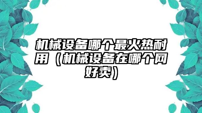 機械設備哪個最火熱耐用（機械設備在哪個網好賣）