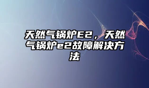 天然氣鍋爐E2，天然氣鍋爐e2故障解決方法