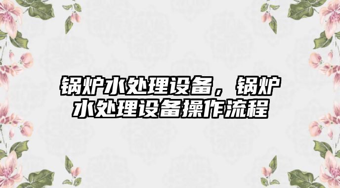 鍋爐水處理設備，鍋爐水處理設備操作流程