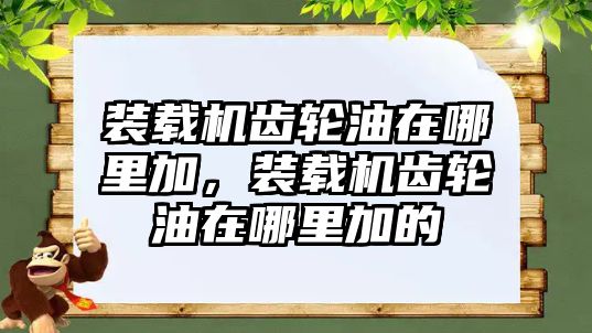 裝載機齒輪油在哪里加，裝載機齒輪油在哪里加的