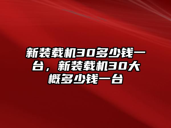 新裝載機(jī)30多少錢一臺，新裝載機(jī)30大概多少錢一臺