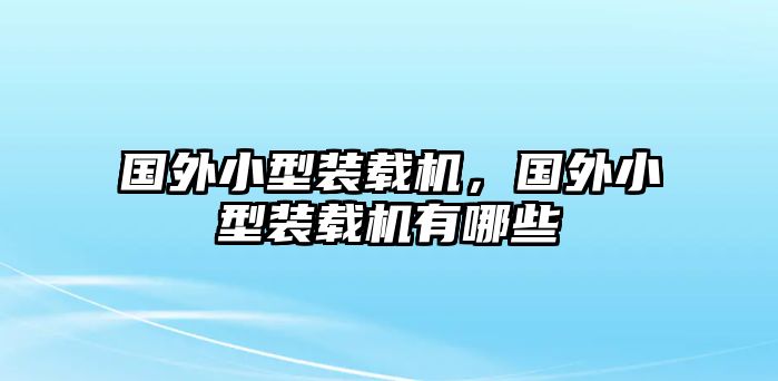 國外小型裝載機(jī)，國外小型裝載機(jī)有哪些