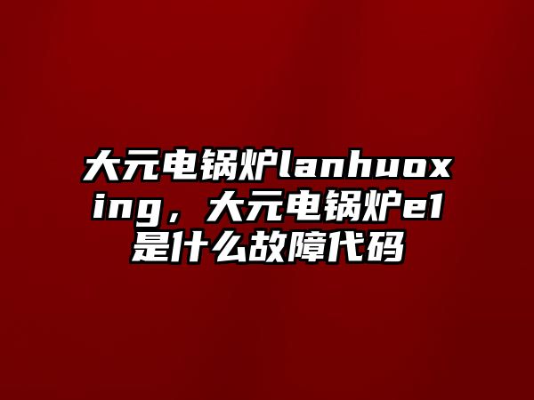 大元電鍋爐lanhuoxing，大元電鍋爐e1是什么故障代碼