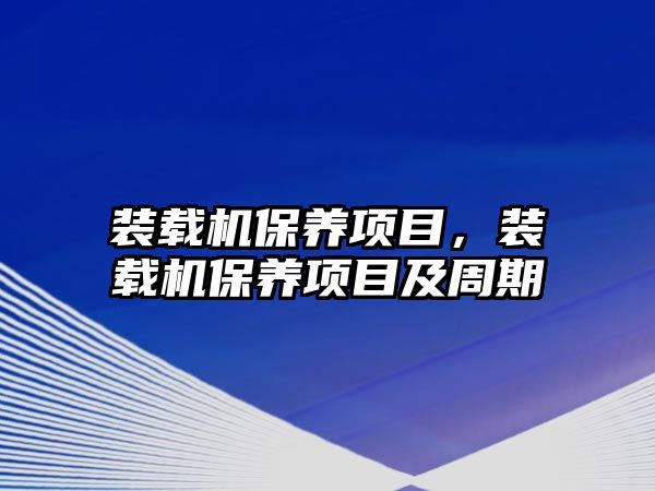 裝載機(jī)保養(yǎng)項目，裝載機(jī)保養(yǎng)項目及周期