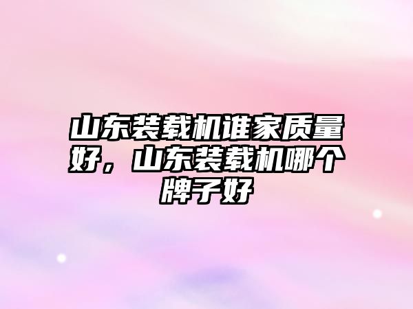 山東裝載機誰家質量好，山東裝載機哪個牌子好