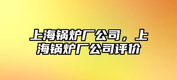 上海鍋爐廠公司，上海鍋爐廠公司評價