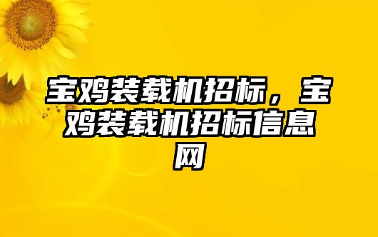 寶雞裝載機招標，寶雞裝載機招標信息網