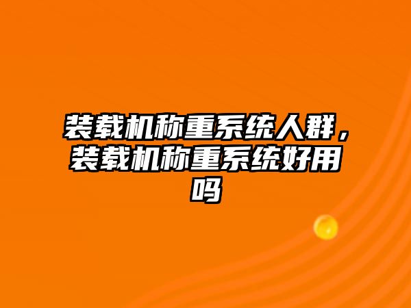 裝載機稱重系統人群，裝載機稱重系統好用嗎