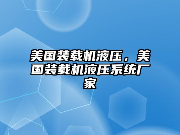 美國裝載機液壓，美國裝載機液壓系統廠家