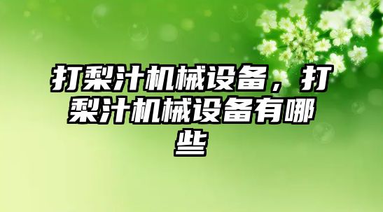 打梨汁機械設備，打梨汁機械設備有哪些