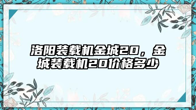 洛陽裝載機金城20，金城裝載機20價格多少