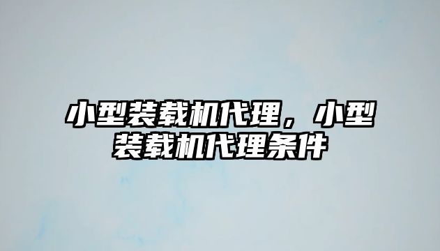 小型裝載機代理，小型裝載機代理條件