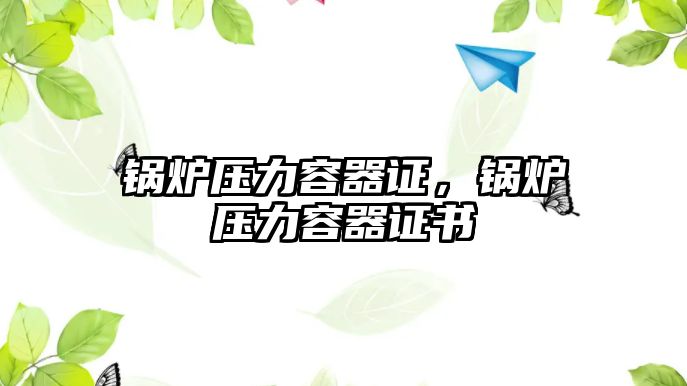 鍋爐壓力容器證，鍋爐壓力容器證書