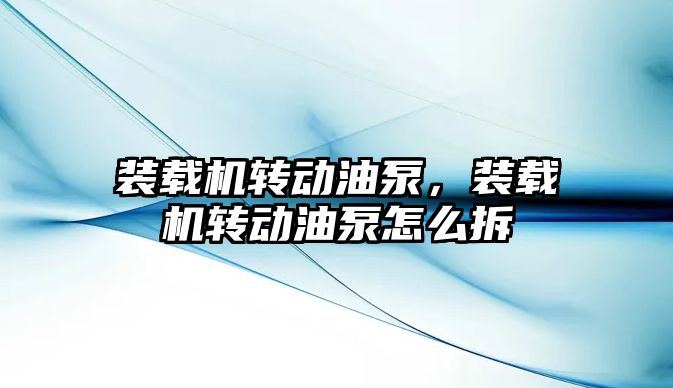 裝載機轉動油泵，裝載機轉動油泵怎么拆