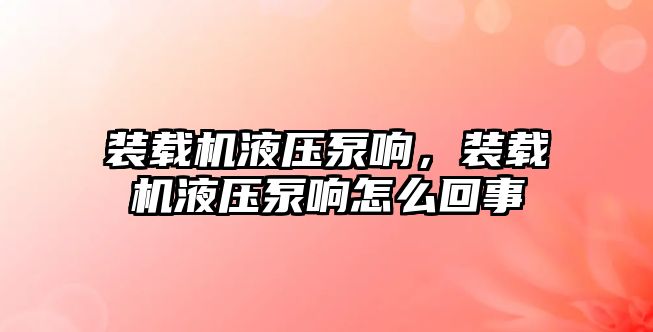 裝載機液壓泵響，裝載機液壓泵響怎么回事