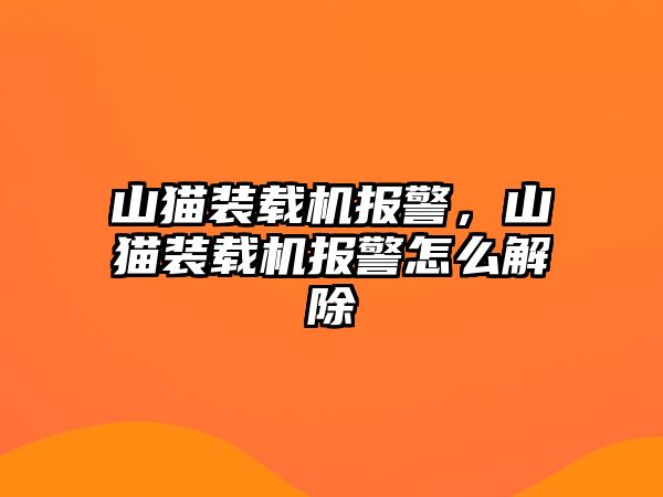 山貓裝載機報警，山貓裝載機報警怎么解除