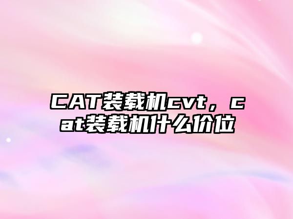 CAT裝載機(jī)cvt，cat裝載機(jī)什么價位