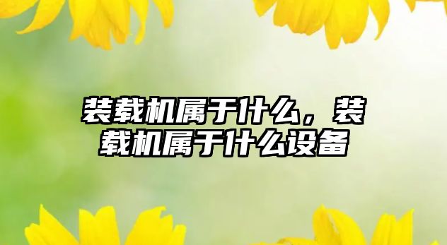 裝載機屬于什么，裝載機屬于什么設(shè)備