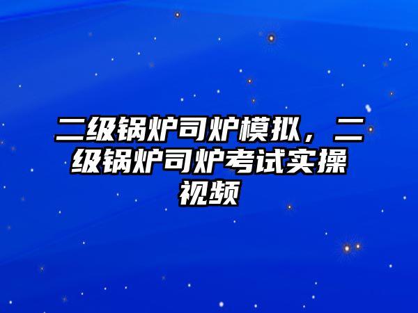 二級鍋爐司爐模擬，二級鍋爐司爐考試實操視頻