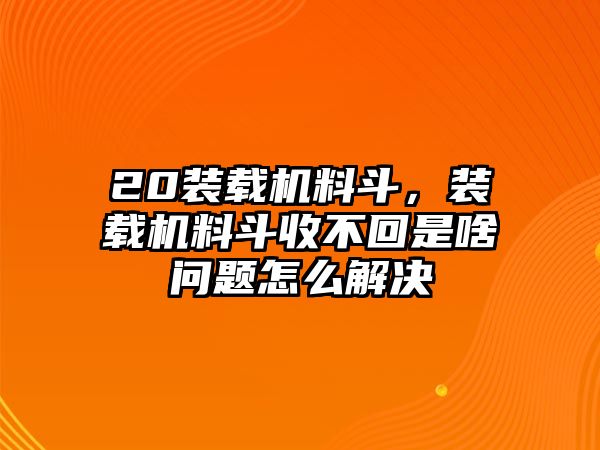 20裝載機(jī)料斗，裝載機(jī)料斗收不回是啥問(wèn)題怎么解決