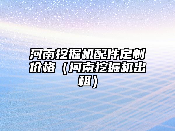 河南挖掘機配件定制價格（河南挖掘機出租）