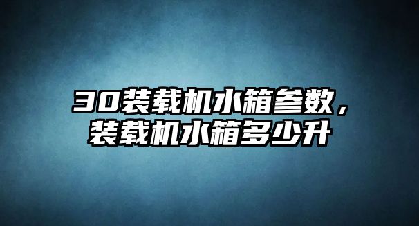 30裝載機水箱參數，裝載機水箱多少升